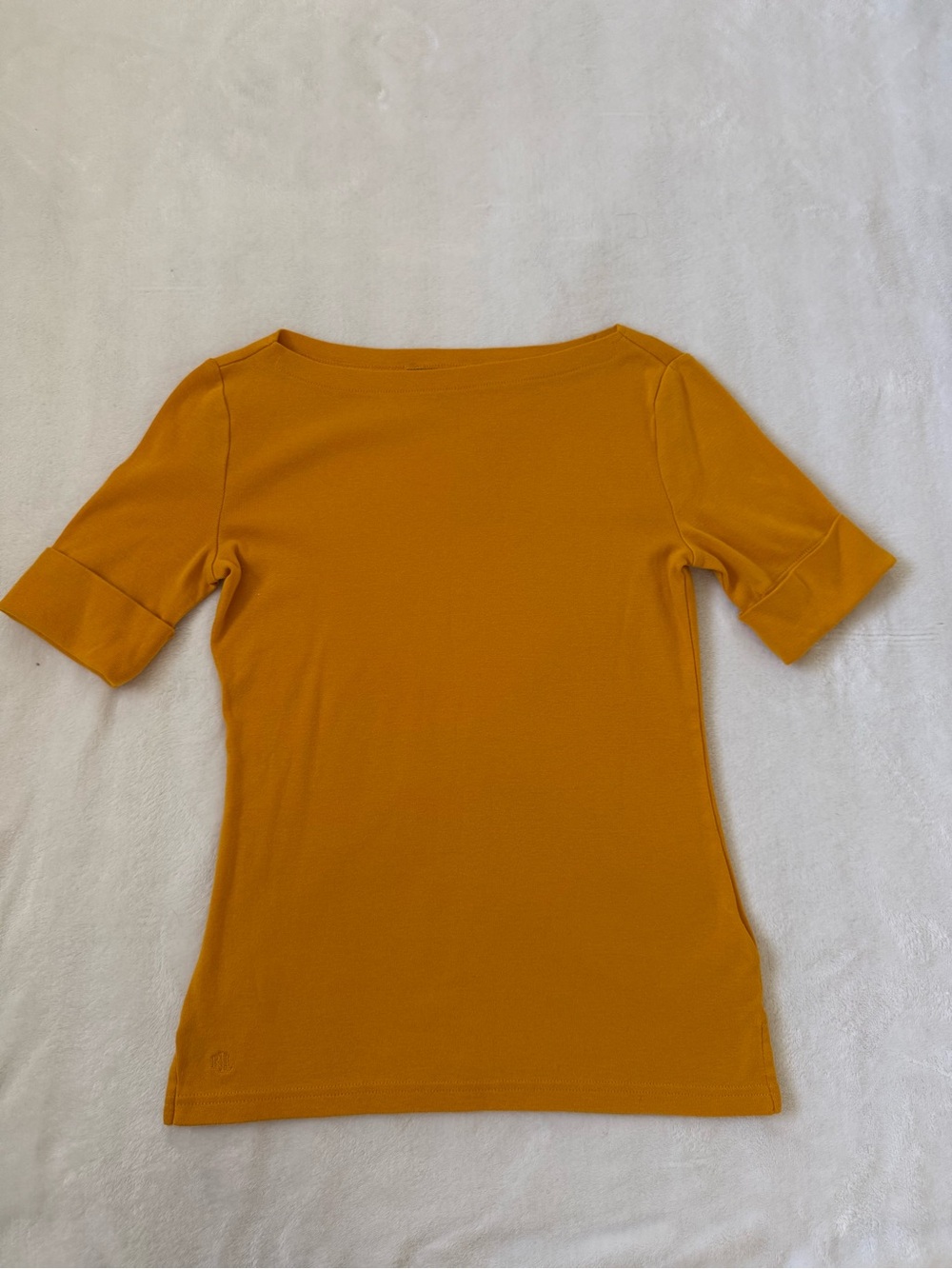 Lauren Ralph Lauren Mustard Boat Neck Top Quiet Luxury Preppy S - Picture 2 of 11